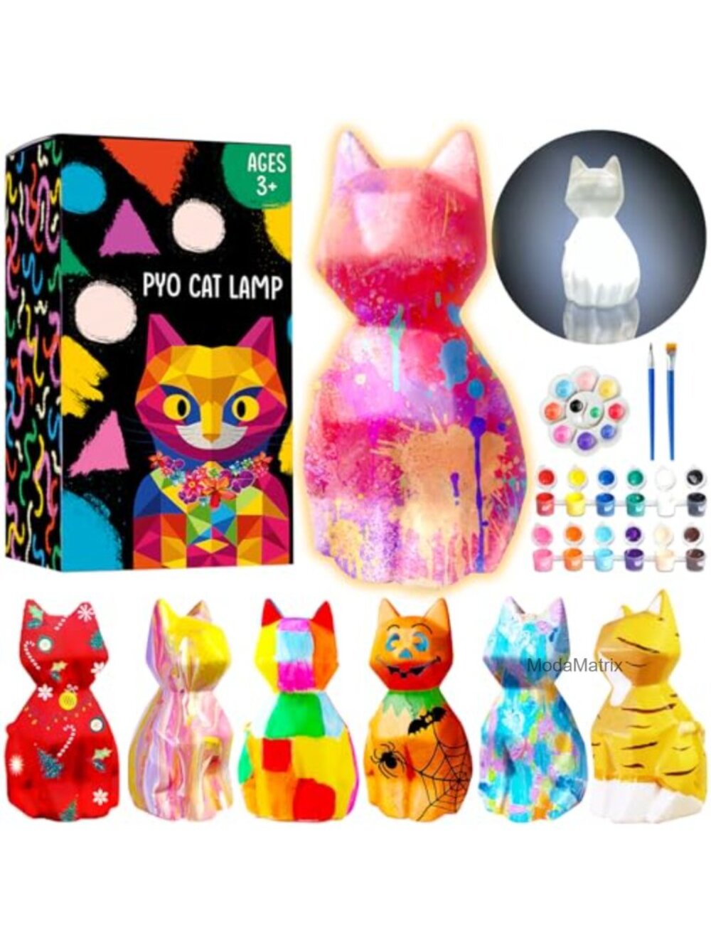 Paint Your Own Cat Lamp Kit - DIY Craft Night Light for Kids